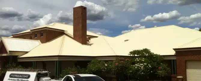 Dark grey roof restoration project. Clean lines, professionally coated. Permacoat roof example.