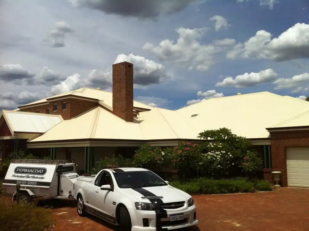 Dark grey roof restoration project. Clean lines, professionally coated. Permacoat roof example.